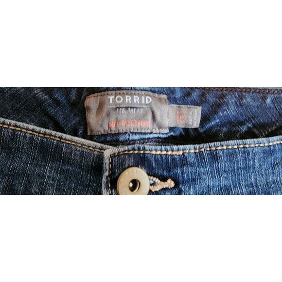 Torrid Blue Skinny Jeans Plus Size 26 S Short Cotton Distressed Vintage stretch - Picture 8 of 14
